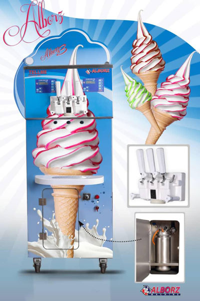  مشخصات دستگاه بستنی ساز قیفی لبه رنگیه